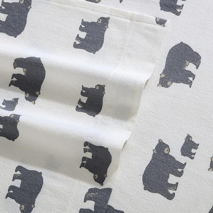 Eddie Bauer - Twin Sheets, Cotton Flannel Bedding Set, Brushed For Extra Softness, Cozy Home Decor (Bear Family, Twin)