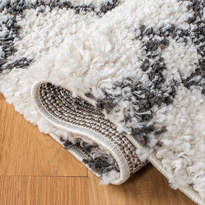 SAFAVIEH Arizona Shag Collection Accent Rug - 4' x 6', Ivory & Black, Moroccan Design, Non-Shedding & Easy Care, 1.6-inch Thick Ideal for High Traffic Areas in Entryway, Living Room, Bedroom (ASG741Z)
