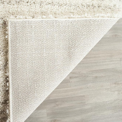 SAFAVIEH Arizona Shag Collection Area Rug - 5'1" Square, Ivory & Beige, Moroccan Design, Non-Shedding & Easy Care, 1.6-inch Thick Ideal for High Traffic Areas in Living Room, Bedroom (ASG741A)