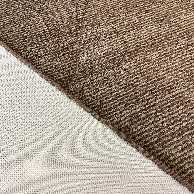 Custom Length Cut to Size Wide Width Carpet Runner Rug for Hallways, Slip Resistant Latex Rubber Backed, 31 inch Wide X Customized Length, Stripe Brown, 31 inch X 25 feet