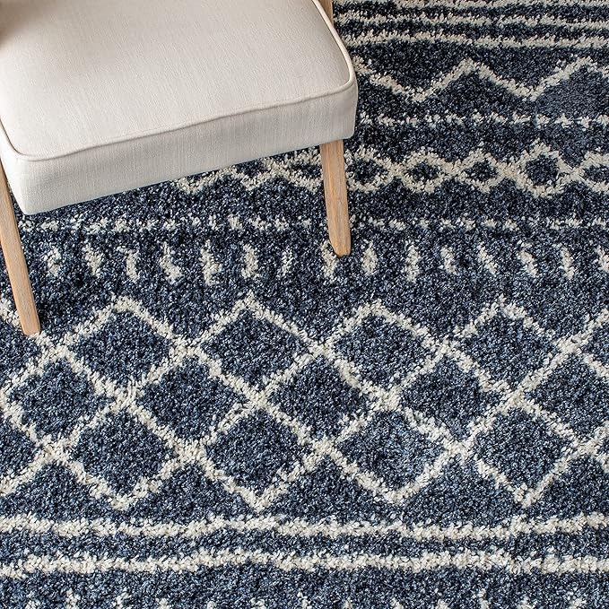 SAFAVIEH Arizona Shag Collection Area Rug - 11' x 15', Slate Blue & Ivory, Non-Shedding & Easy Cleaning, Plush Thick Pile, Ideal for Living Room, Bedroom, Dining Space (ASG741L)
