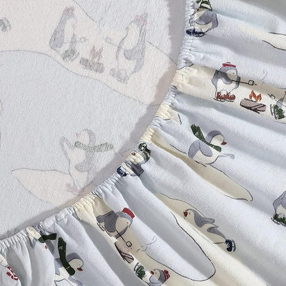 Eddie Bauer - Full Sheets, Cotton Flannel Bedding Set, Brushed for Extra Softness, Cozy Home Decor (Skating Penguin, 4 pcs, Full)