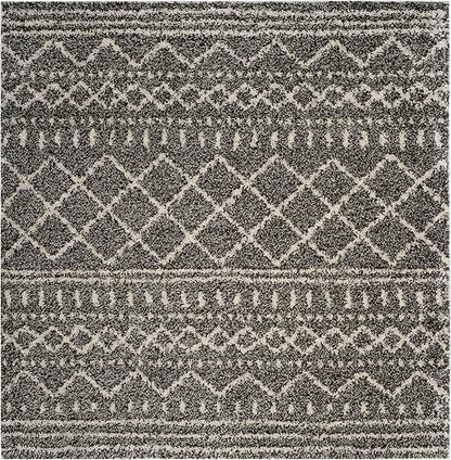 SAFAVIEH Arizona Shag Collection Area Rug - 6'7" Square, Brown & Ivory, Moroccan Design, Non-Shedding & Easy Care, 1.6-inch Thick Ideal for High Traffic Areas in Living Room, Bedroom (ASG741B)