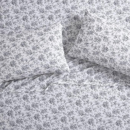 Laura Ashley - Flannel Sheets King Size, Anti-Pilling & Wrinkle Resistant Cotton, Touchably Soft for All-Season Comfort - Bed Sheets with Matching Pillowcases & Fitted Sheet (Faye Toile Black)