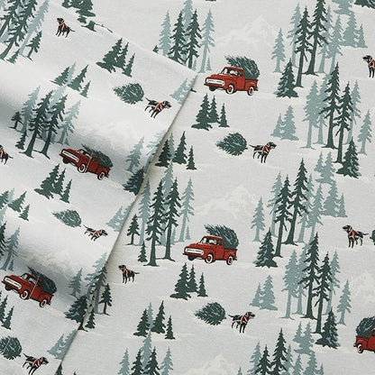 Eddie Bauer - Twin Sheets, Cotton Flannel Bedding Set, Brushed For Extra Softness, Cozy Home Decor (Tree Farms, Twin)