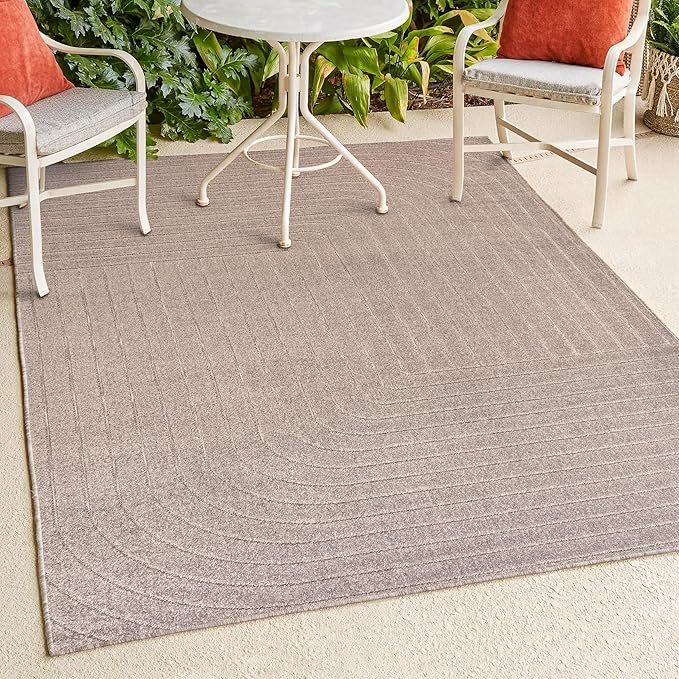Eyely NCS101C-3 Odense High-Low Minimalist Angle Geometric Light Taupe 3 ft. x 5 ft. Indoor/Outdoor Area Rug, for Home, Backyard, Patio, Porch, Bedroom, Kitchen, Living Room