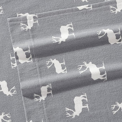 Eddie Bauer - Twin Sheets, Cotton Flannel Bedding Set, Brushed For Extra Softness, Cozy Home Decor (Elk Grove, Twin)
