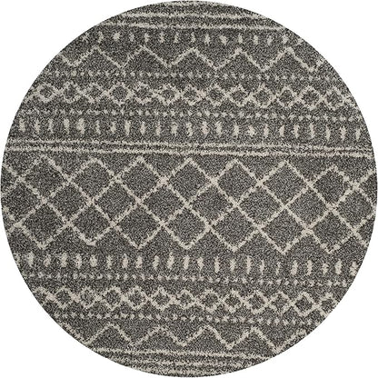 SAFAVIEH Arizona Shag Collection 3' Round Brown / Ivory ASG741B Moroccan Non-Shedding Living Room Bedroom Dining Room Entryway Plush 1.6-inch Thick Area Rug