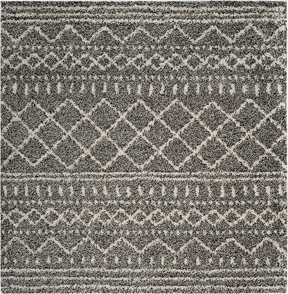 SAFAVIEH Arizona Shag Collection Area Rug - 3'2" Square, Brown & Ivory, Moroccan Design, Non-Shedding & Easy Care, 1.6-inch Thick Ideal for High Traffic Areas in Living Room, Bedroom (ASG741B)