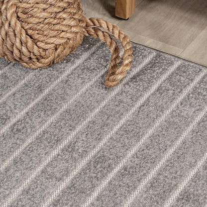 Eyely NCS101B-4 Scandinavian Odense Minimalist Angle Geometric Indoor Area Rug, Modern, Contemporary, Coastal, Bohemian, Bedroom, Kitchen, Living Room, Non Shedding, Gray/Ivory, 4' x 6'