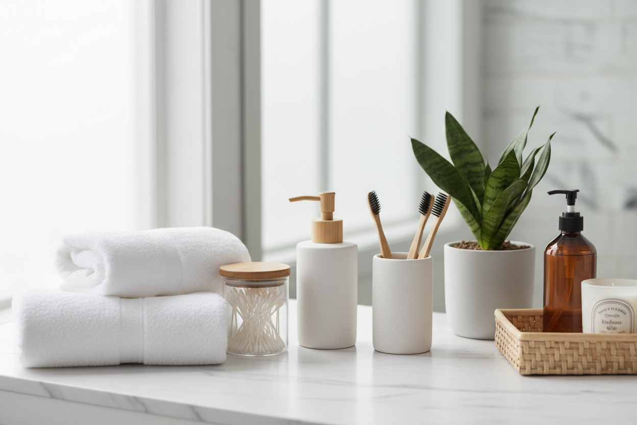 Bathroom Essentials

Our bathroom essentials are designed for cleanliness, comfort, and convenience. These products support daily hygiene while maintaining a neat and organized bathroom environment. (make it real photo)
