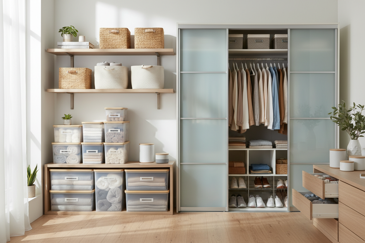 Storage & Organization

Our storage and organization solutions help reduce clutter and create order throughout your home. From compact storage options to everyday organizers, these products are made to maximize space and simplify home management. (make it real photo)